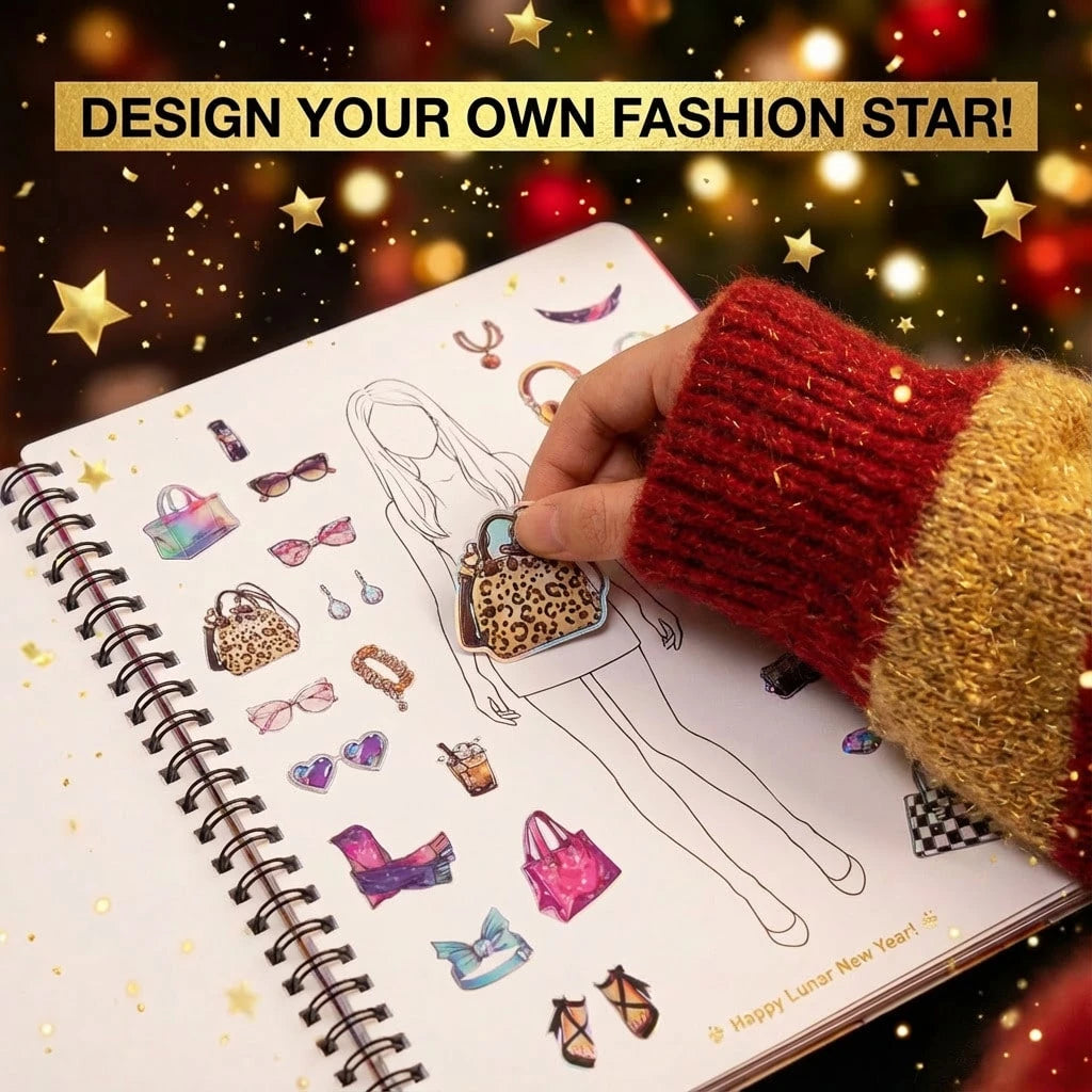 Fashion Design Sketchbook For Girls, Sticker & Coloring Art Set- Back To School Creative Gift Ages 8+