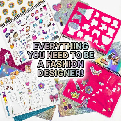 Fashion Design Sketchbook For Girls, Sticker & Coloring Art Set- Back To School Creative Gift Ages 8+