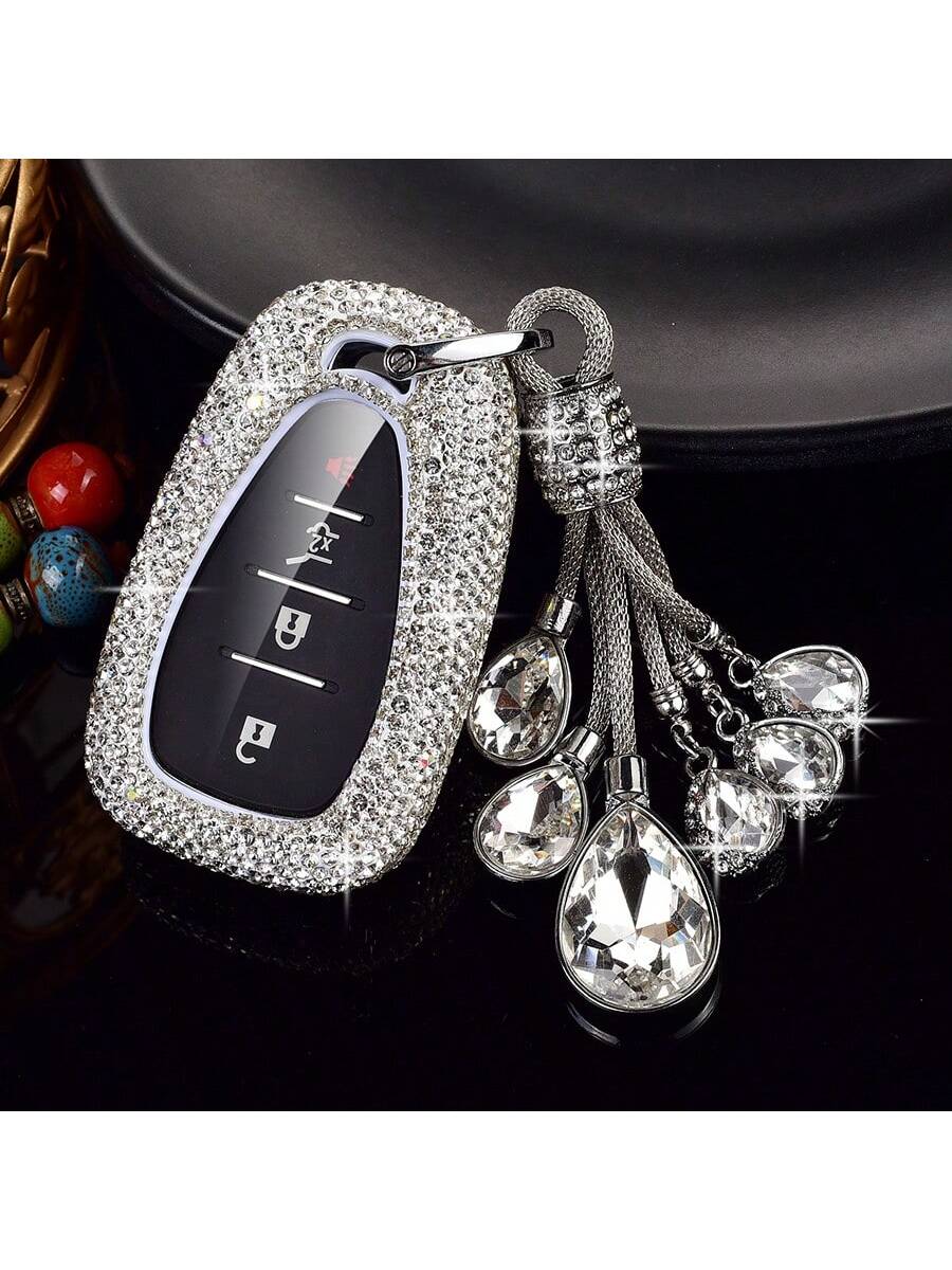 Fashion Luxury Sparkling Rhinestone Key Fob Cover With Keychain Lanyard For Chevrolet For Chevy For Malibu For Equinox For Traverse For Camaro For Cruze For Blazer 4 5 Buttons Smart Key