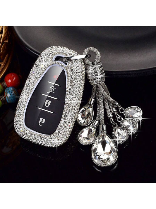 Fashion Luxury Sparkling Rhinestone Key Fob Cover With Keychain Lanyard For Chevrolet For Chevy For Malibu For Equinox For Traverse For Camaro For Cruze For Blazer 4 5 Buttons Smart Key