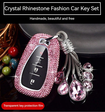 Fashion Luxury Sparkling Rhinestone Key Fob Cover With Keychain Lanyard For Chevrolet For Chevy For Malibu For Equinox For Traverse For Camaro For Cruze For Blazer 4 5 Buttons Smart Key