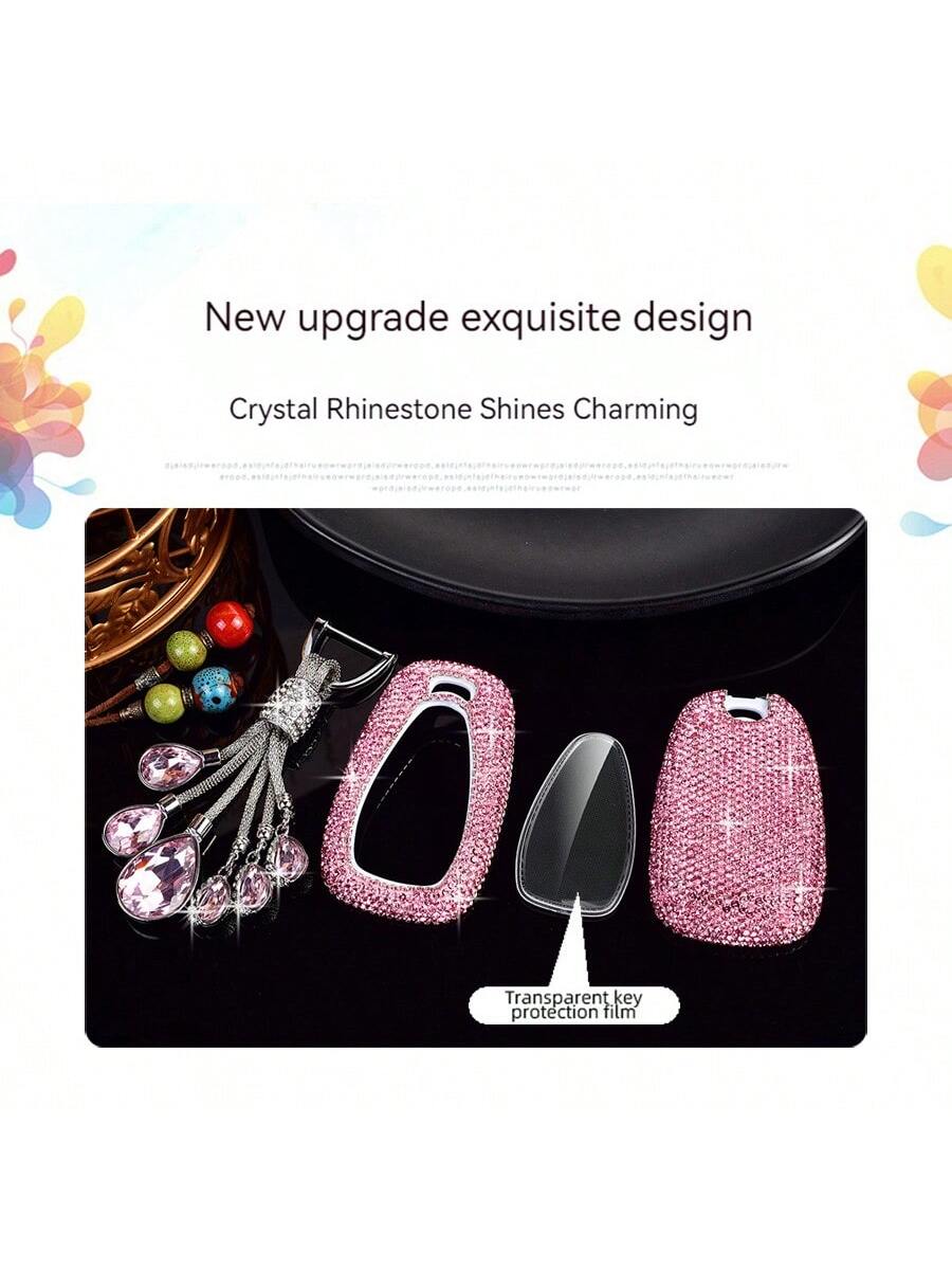 Fashion Luxury Sparkling Rhinestone Key Fob Cover With Keychain Lanyard For Chevrolet For Chevy For Malibu For Equinox For Traverse For Camaro For Cruze For Blazer 4 5 Buttons Smart Key