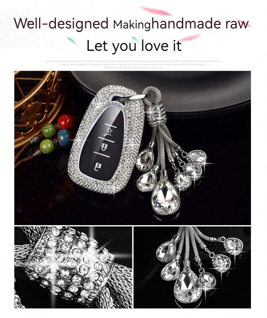 Fashion Luxury Sparkling Rhinestone Key Fob Cover With Keychain Lanyard For Chevrolet For Chevy For Malibu For Equinox For Traverse For Camaro For Cruze For Blazer 4 5 Buttons Smart Key