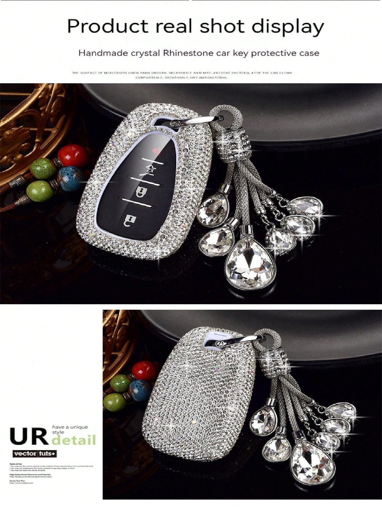 Fashion Luxury Sparkling Rhinestone Key Fob Cover With Keychain Lanyard For Chevrolet For Chevy For Malibu For Equinox For Traverse For Camaro For Cruze For Blazer 4 5 Buttons Smart Key