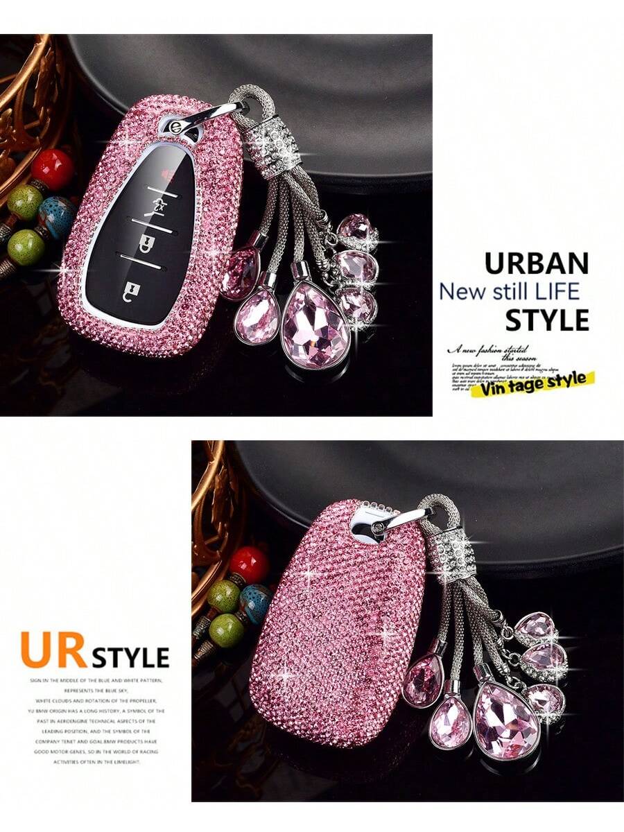 Fashion Luxury Sparkling Rhinestone Key Fob Cover With Keychain Lanyard For Chevrolet For Chevy For Malibu For Equinox For Traverse For Camaro For Cruze For Blazer 4 5 Buttons Smart Key