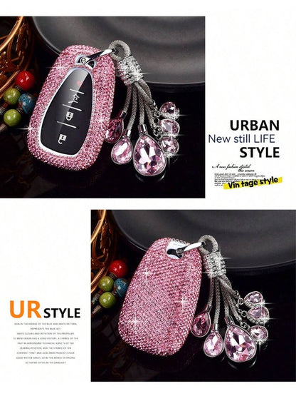 Fashion Luxury Sparkling Rhinestone Key Fob Cover With Keychain Lanyard For Chevrolet For Chevy For Malibu For Equinox For Traverse For Camaro For Cruze For Blazer 4 5 Buttons Smart Key