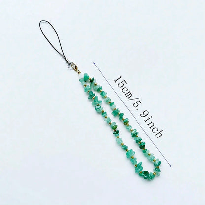 Fashion Natural Beaded Phone Lanyard Necklace Chalcedony Amethyst Aventurine Quartz Stone Phone Charm Digital Camera Strap Gifts For Mother, Family, Friends, Birthday, Holiday Phone Chain