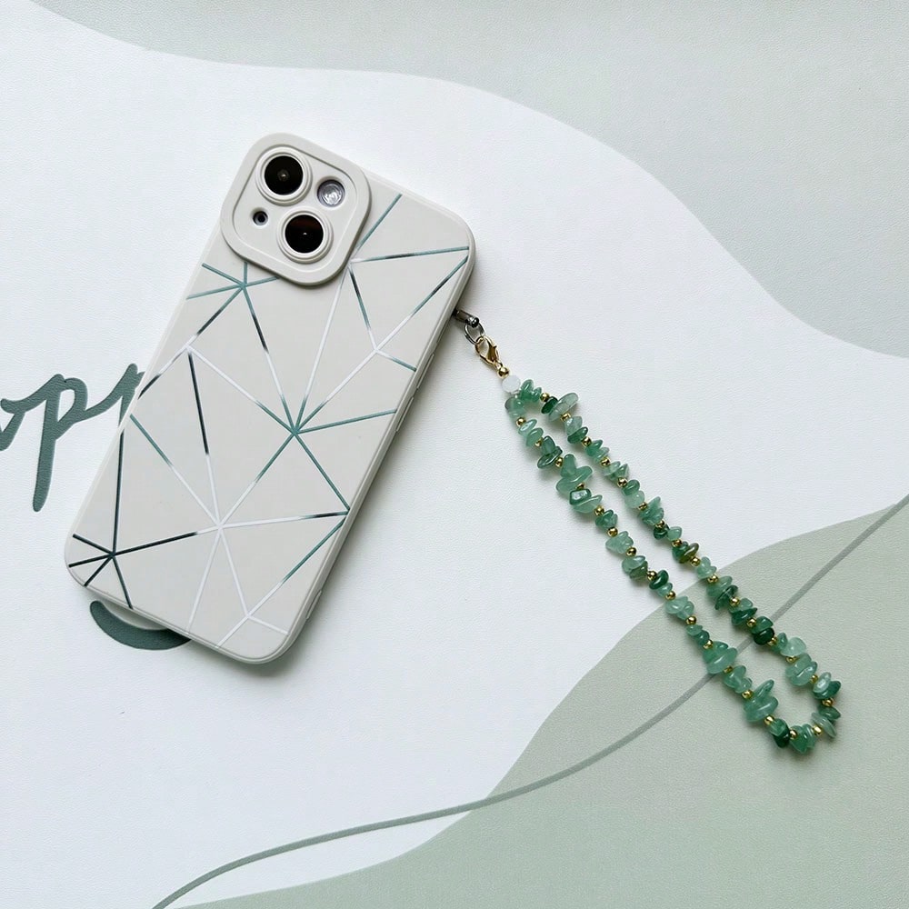 Fashion Natural Beaded Phone Lanyard Necklace Chalcedony Amethyst Aventurine Quartz Stone Phone Charm Digital Camera Strap Gifts For Mother, Family, Friends, Birthday, Holiday Phone Chain