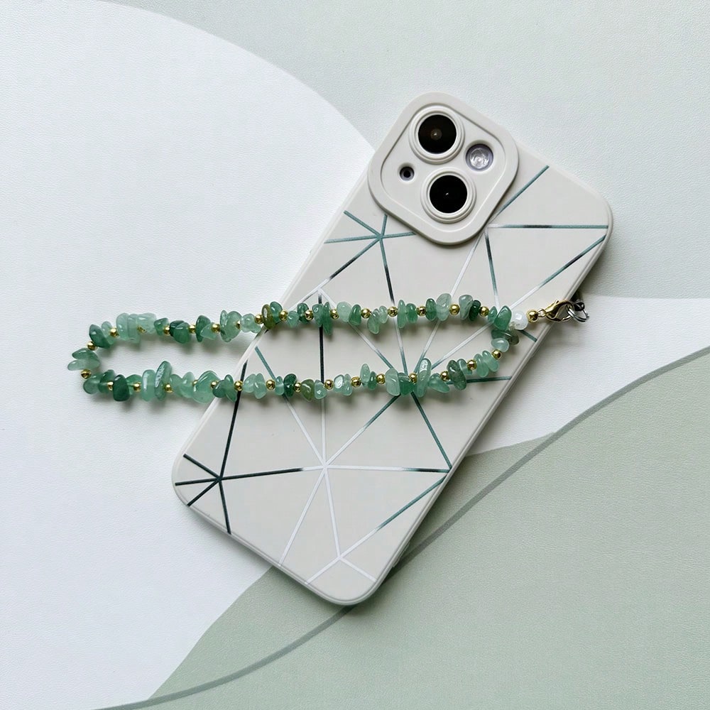 Fashion Natural Beaded Phone Lanyard Necklace Chalcedony Amethyst Aventurine Quartz Stone Phone Charm Digital Camera Strap Gifts For Mother, Family, Friends, Birthday, Holiday Phone Chain