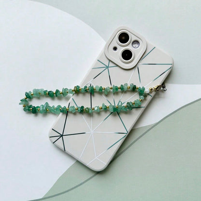 Fashion Natural Beaded Phone Lanyard Necklace Chalcedony Amethyst Aventurine Quartz Stone Phone Charm Digital Camera Strap Gifts For Mother, Family, Friends, Birthday, Holiday Phone Chain