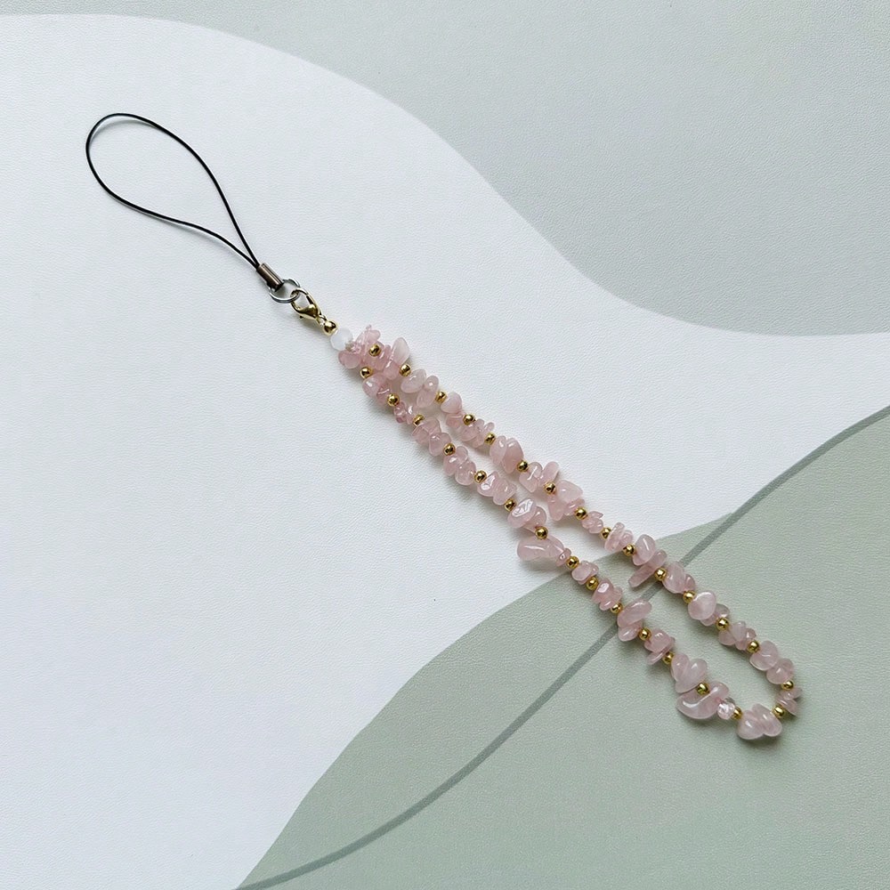 Fashion Natural Beaded Phone Lanyard Necklace Chalcedony Amethyst Aventurine Quartz Stone Phone Charm Digital Camera Strap Gifts For Mother, Family, Friends, Birthday, Holiday Phone Chain