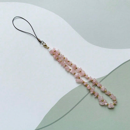 Fashion Natural Beaded Phone Lanyard Necklace Chalcedony Amethyst Aventurine Quartz Stone Phone Charm Digital Camera Strap Gifts For Mother, Family, Friends, Birthday, Holiday Phone Chain