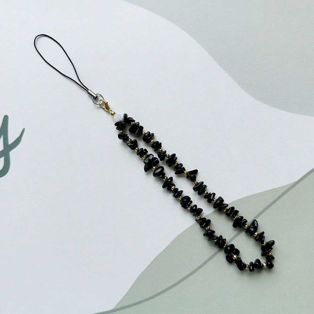 Fashion Natural Beaded Phone Lanyard Necklace Chalcedony Amethyst Aventurine Quartz Stone Phone Charm Digital Camera Strap Gifts For Mother, Family, Friends, Birthday, Holiday Phone Chain