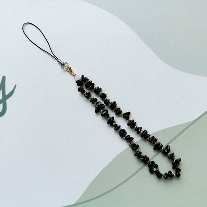 Fashion Natural Beaded Phone Lanyard Necklace Chalcedony Amethyst Aventurine Quartz Stone Phone Charm Digital Camera Strap Gifts For Mother, Family, Friends, Birthday, Holiday Phone Chain