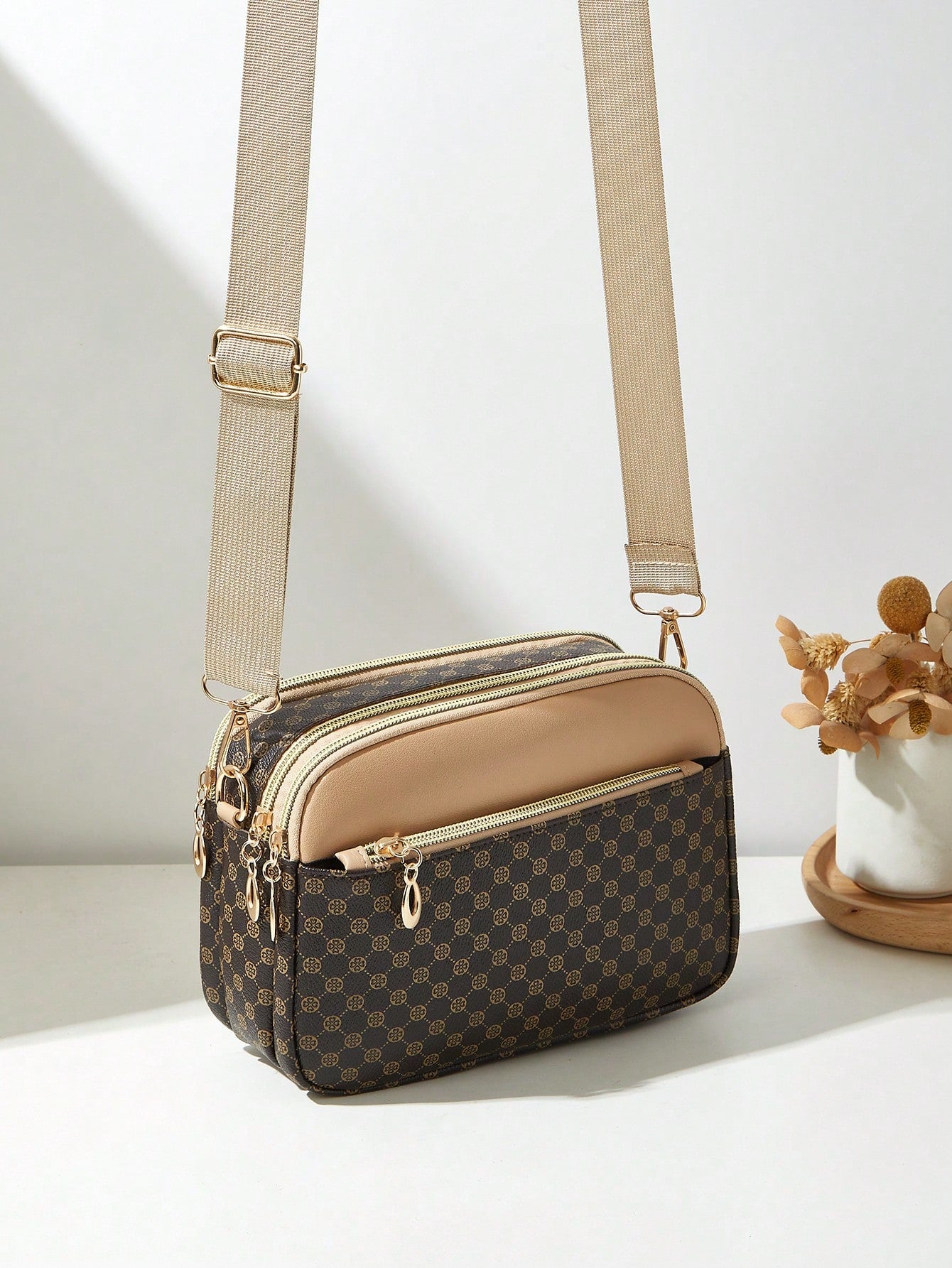 Fashion Printed Multi-Layer Crossbody Shoulder Bag, Women's