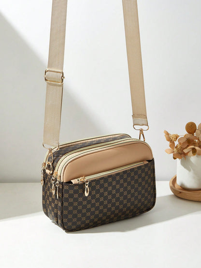 Fashion Printed Multi-Layer Crossbody Shoulder Bag, Women's