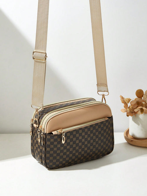 Fashion Printed Multi-Layer Crossbody Shoulder Bag, Women's