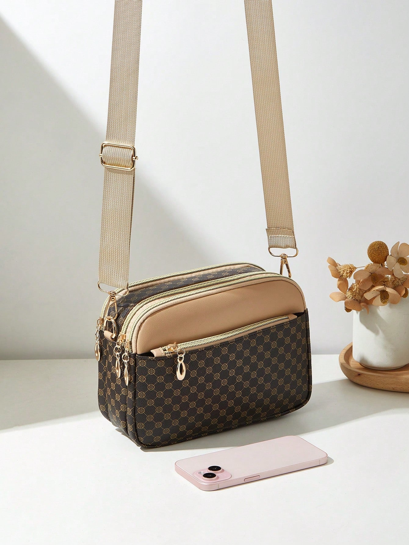 Fashion Printed Multi-Layer Crossbody Shoulder Bag, Women's