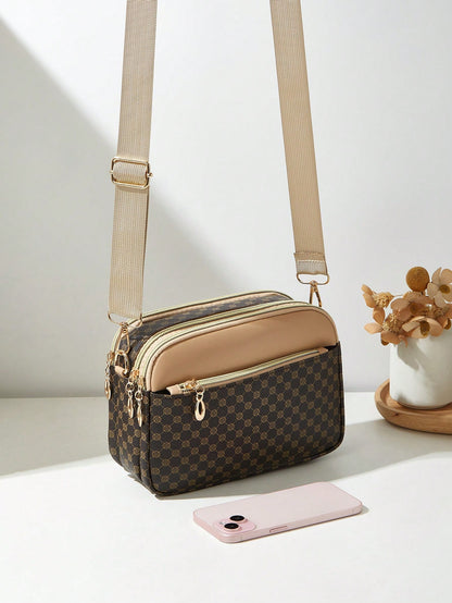 Fashion Printed Multi-Layer Crossbody Shoulder Bag, Women's