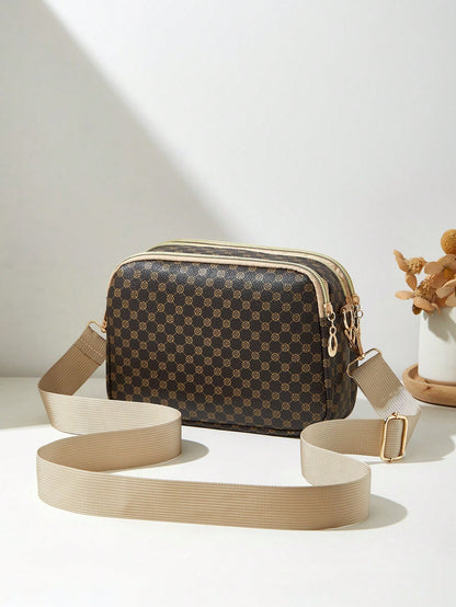 Fashion Printed Multi-Layer Crossbody Shoulder Bag, Women's