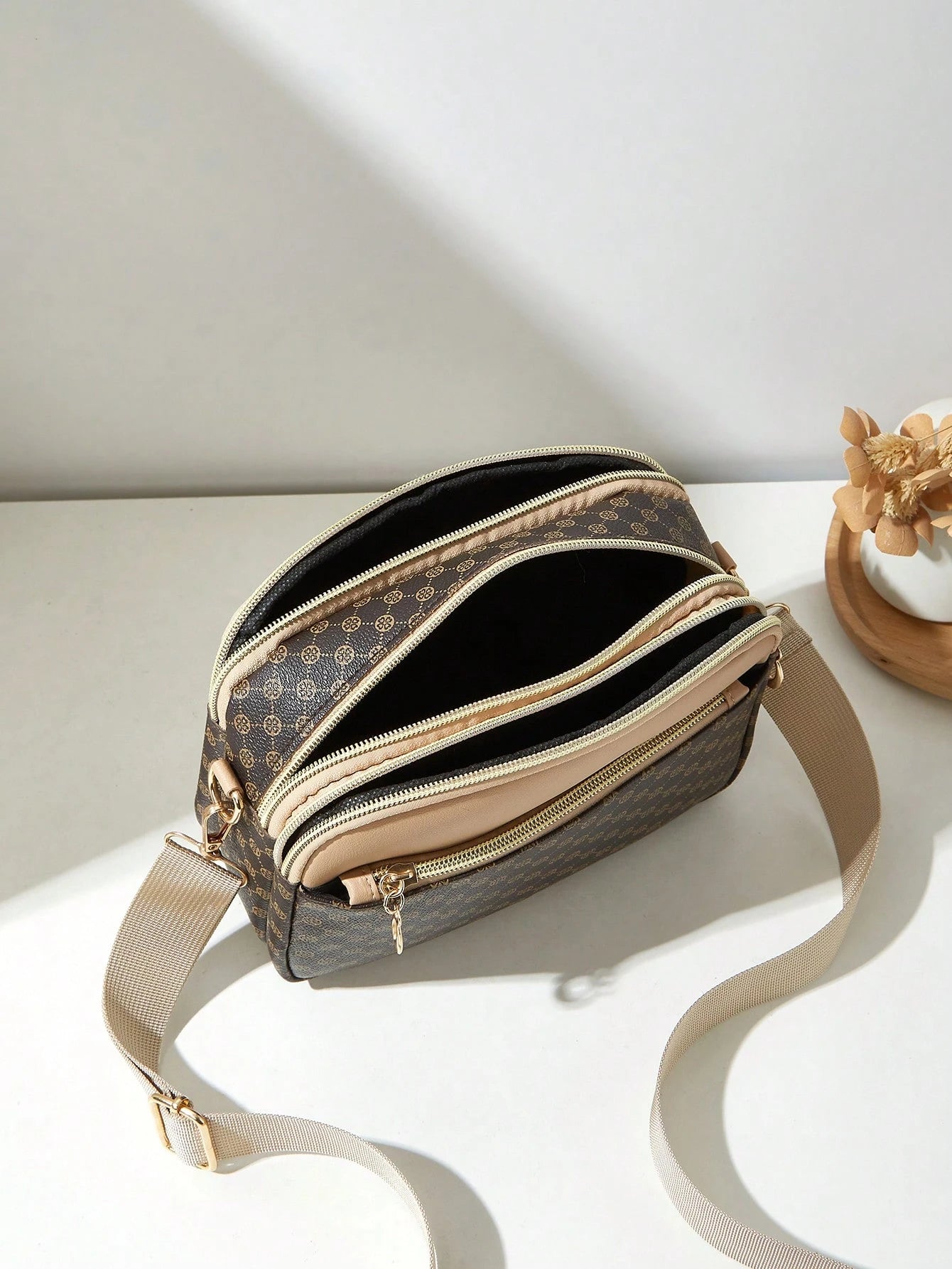 Fashion Printed Multi-Layer Crossbody Shoulder Bag, Women's