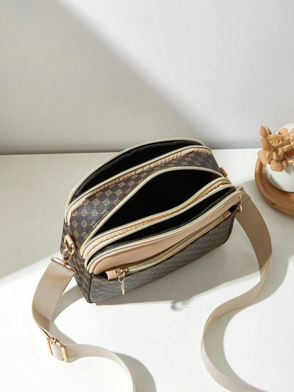 Fashion Printed Multi-Layer Crossbody Shoulder Bag, Women's