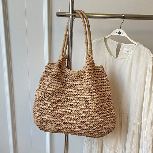 Fashion Straw Bag Large Capacity Beach Bag Summer Fashion Women's Bag Tote Shoulder Bag, Beach Bag, Summer