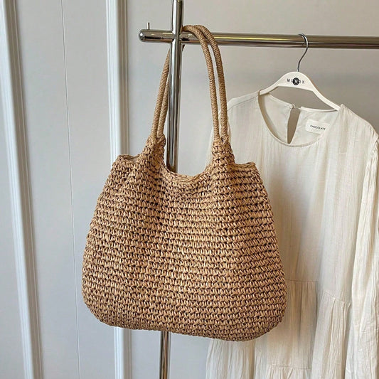 Fashion Straw Bag Large Capacity Beach Bag Summer Fashion Women's Bag Tote Shoulder Bag, Beach Bag, Summer