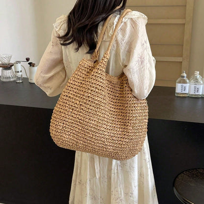 Fashion Straw Bag Large Capacity Beach Bag Summer Fashion Women's Bag Tote Shoulder Bag, Beach Bag, Summer