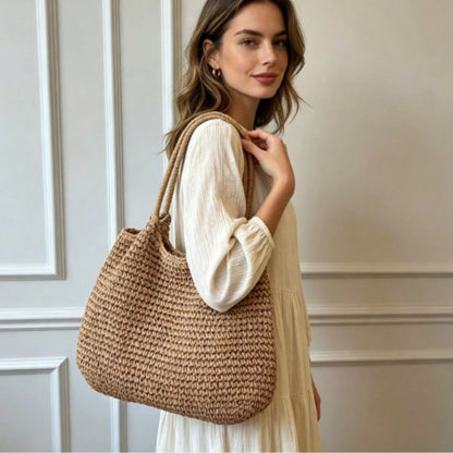 Fashion Straw Bag Large Capacity Beach Bag Summer Fashion Women's Bag Tote Shoulder Bag, Beach Bag, Summer
