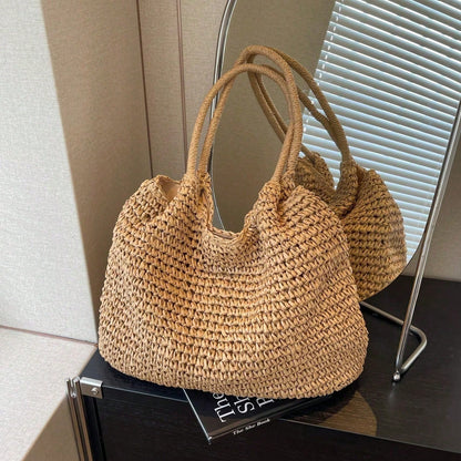 Fashion Straw Bag Large Capacity Beach Bag Summer Fashion Women's Bag Tote Shoulder Bag, Beach Bag, Summer