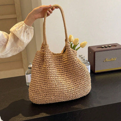 Fashion Straw Bag Large Capacity Beach Bag Summer Fashion Women's Bag Tote Shoulder Bag, Beach Bag, Summer
