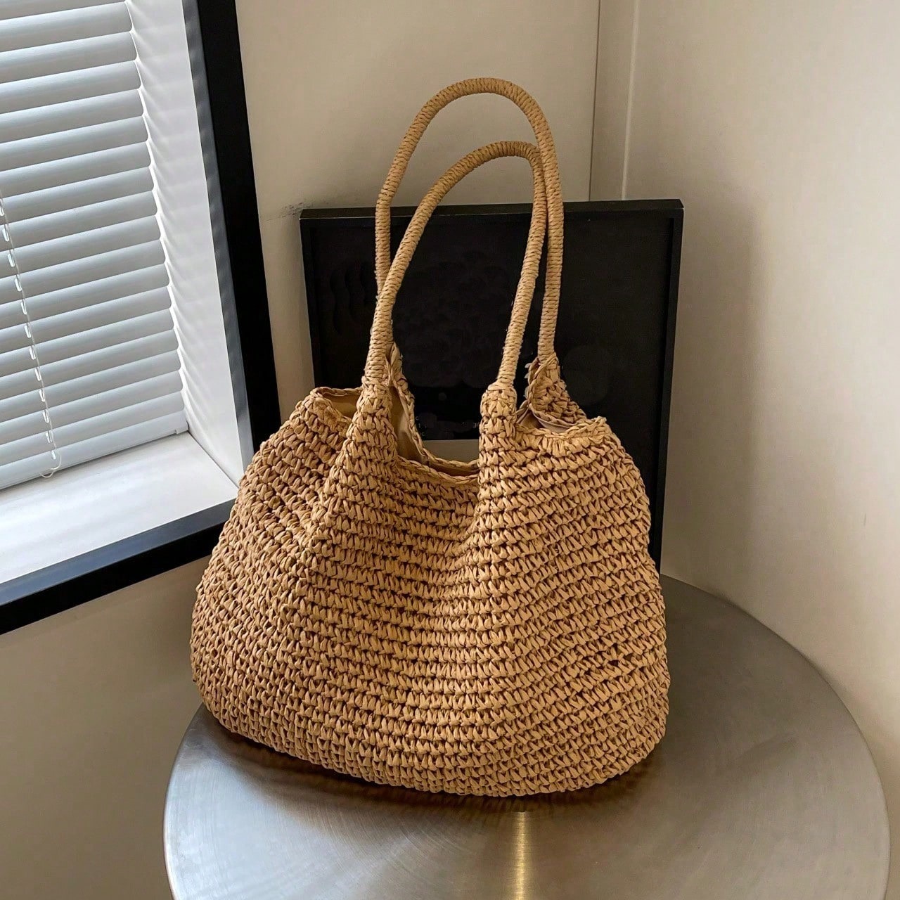 Fashion Straw Bag Large Capacity Beach Bag Summer Fashion Women's Bag Tote Shoulder Bag, Beach Bag, Summer