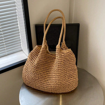Fashion Straw Bag Large Capacity Beach Bag Summer Fashion Women's Bag Tote Shoulder Bag, Beach Bag, Summer