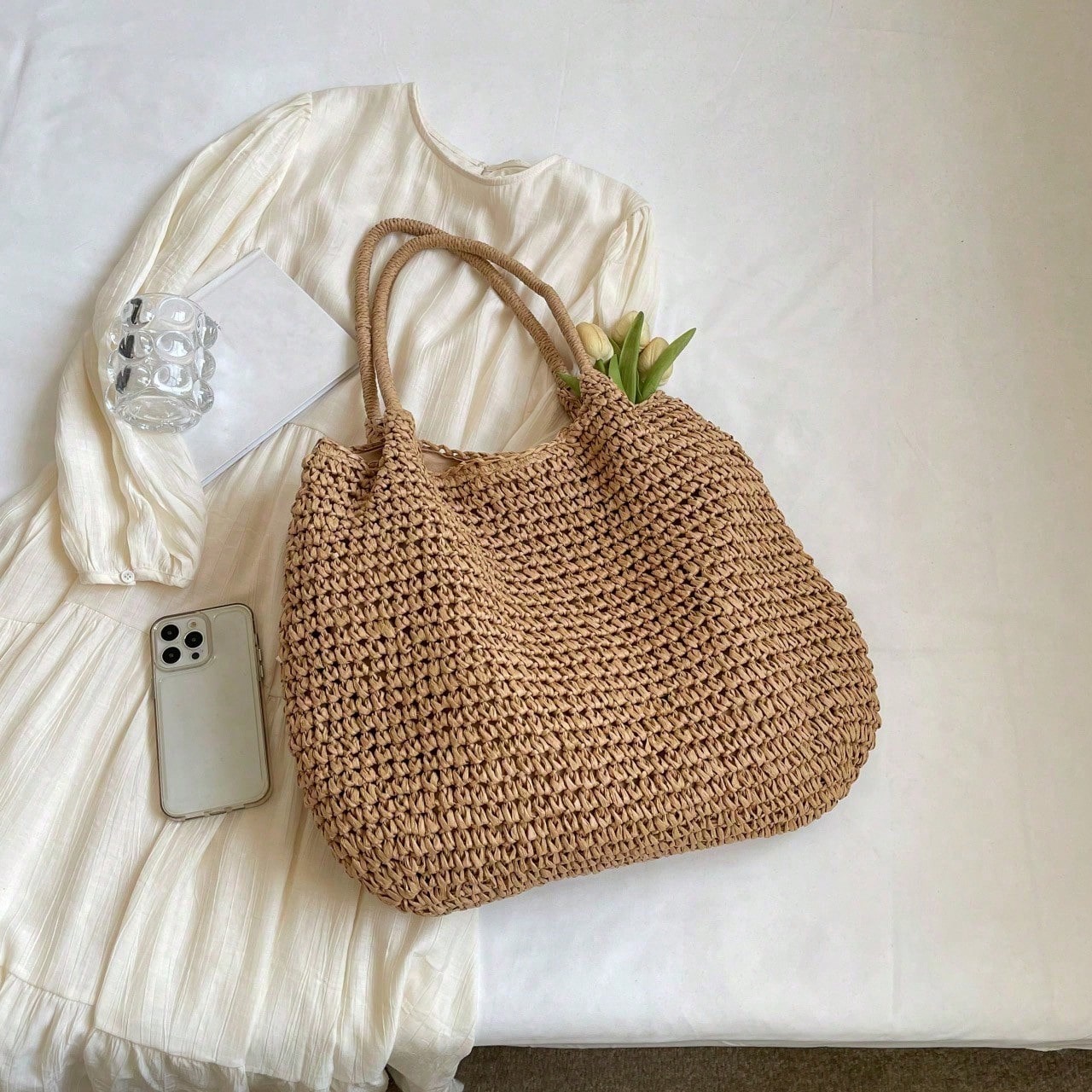 Fashion Straw Bag Large Capacity Beach Bag Summer Fashion Women's Bag Tote Shoulder Bag, Beach Bag, Summer