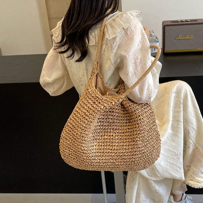 Fashion Straw Bag Large Capacity Beach Bag Summer Fashion Women's Bag Tote Shoulder Bag, Beach Bag, Summer
