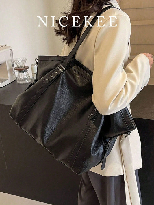 Fashionable Artificial Leather Leather Large Capacity Shoulder Crossbody Bag,Casual Style Handbag Suitable For Outings, Dates Shopping Work Commuting