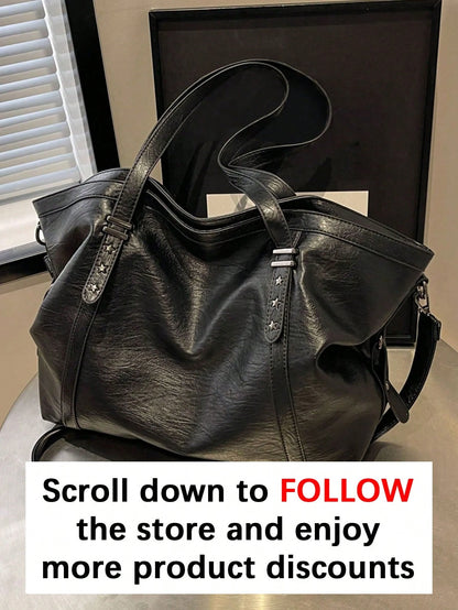 Fashionable Artificial Leather Leather Large Capacity Shoulder Crossbody Bag,Casual Style Handbag Suitable For Outings, Dates Shopping Work Commuting