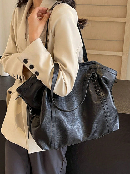 Fashionable Artificial Leather Leather Large Capacity Shoulder Crossbody Bag,Casual Style Handbag Suitable For Outings, Dates Shopping Work Commuting