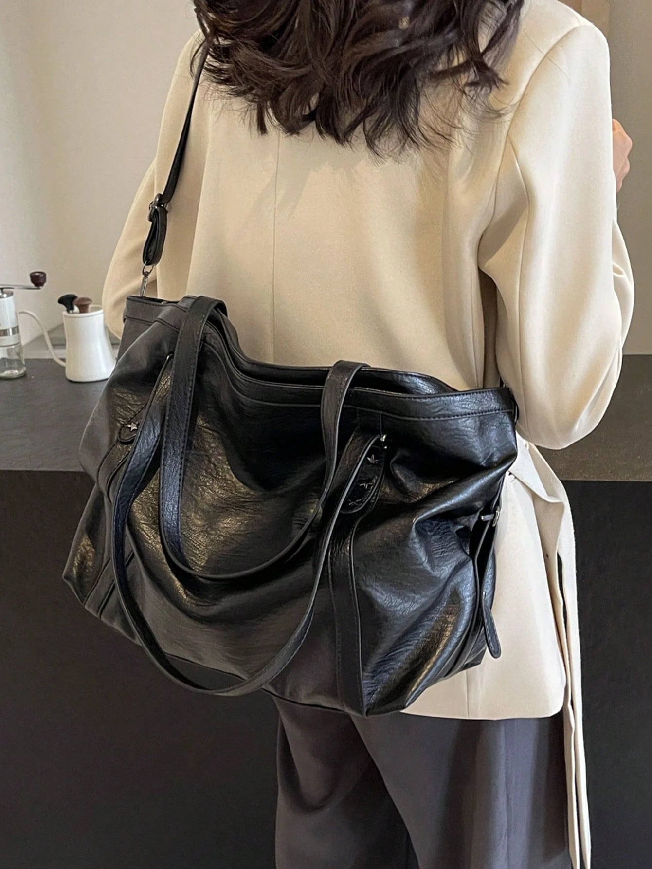 Fashionable Artificial Leather Leather Large Capacity Shoulder Crossbody Bag,Casual Style Handbag Suitable For Outings, Dates Shopping Work Commuting