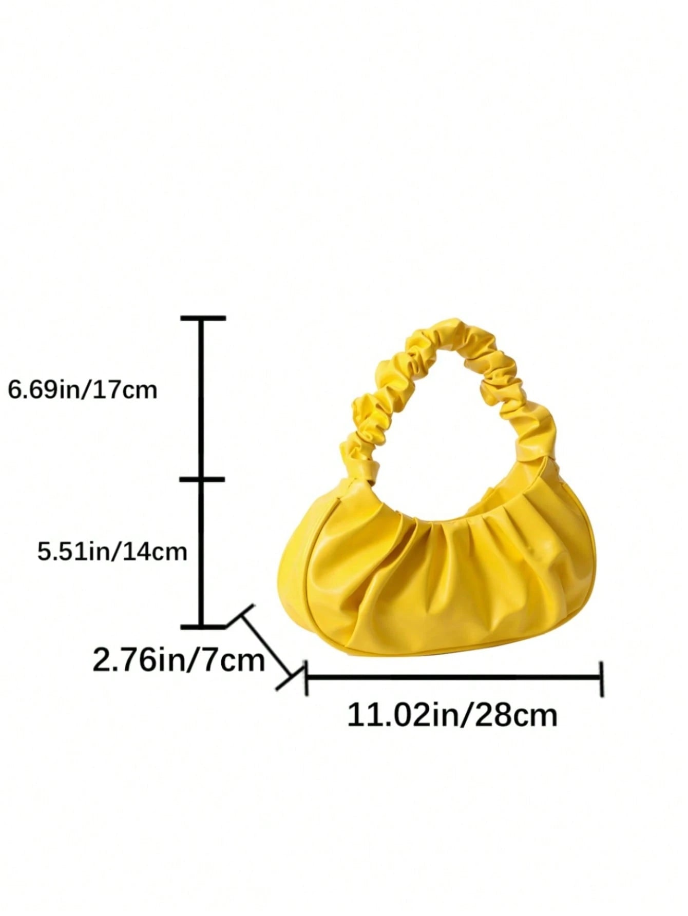 Fashionable High Cost-Effective Cloud Pleated Small Bag, Solid Color Shoulder Underarm Bag, Versatile Solid Color Handbag For Women, Yellow