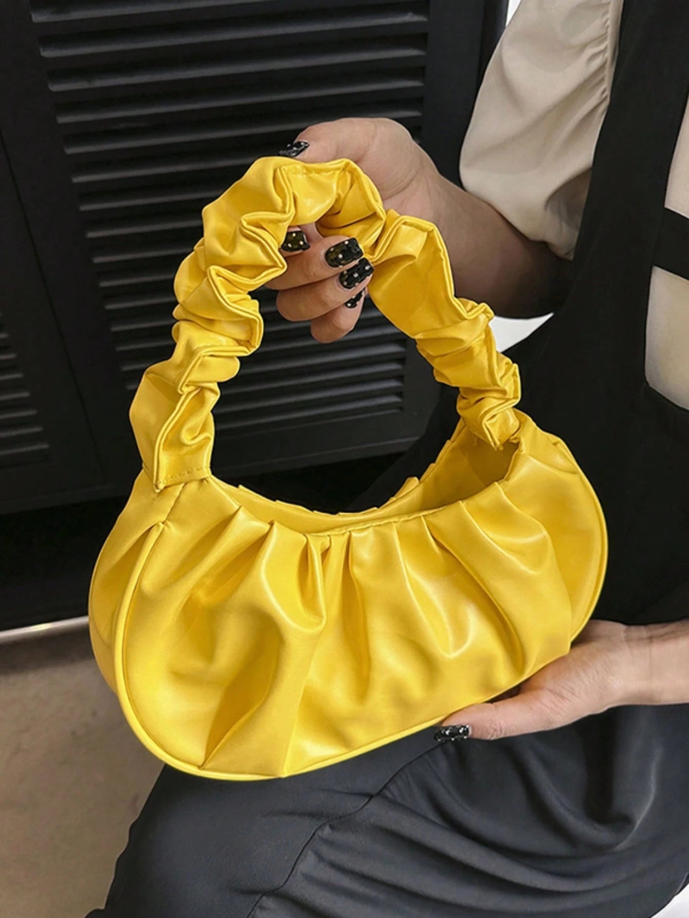 Fashionable High Cost-Effective Cloud Pleated Small Bag, Solid Color Shoulder Underarm Bag, Versatile Solid Color Handbag For Women, Yellow
