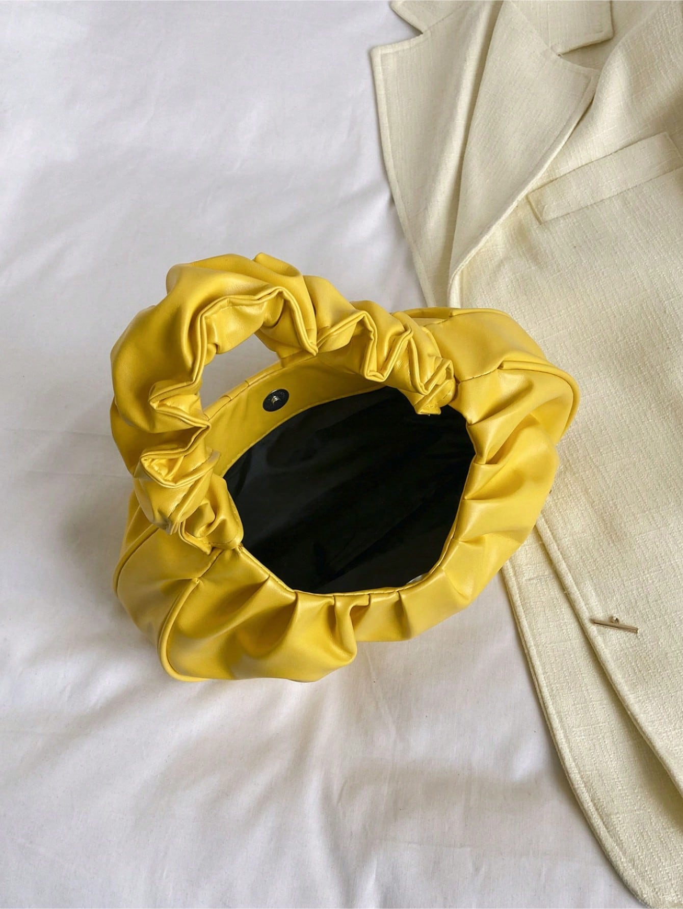 Fashionable High Cost-Effective Cloud Pleated Small Bag, Solid Color Shoulder Underarm Bag, Versatile Solid Color Handbag For Women, Yellow