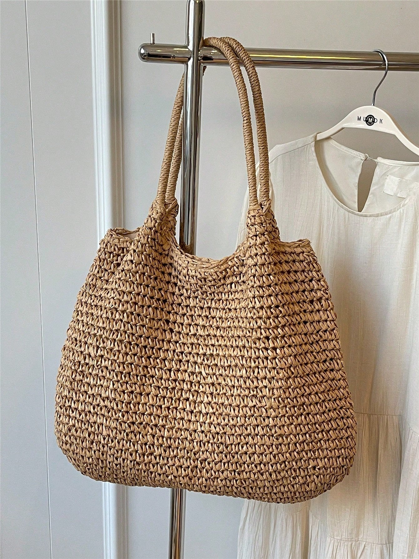 Fashionable Large Capacity Holiday Beach Bag, Women's Woven Tote Bag, Casual Shoulder Bag, Suitable For Travel, Vacation, Beach, Picnic, Great Gift For Women And MothersSchool Bag,Large Capacity,Light