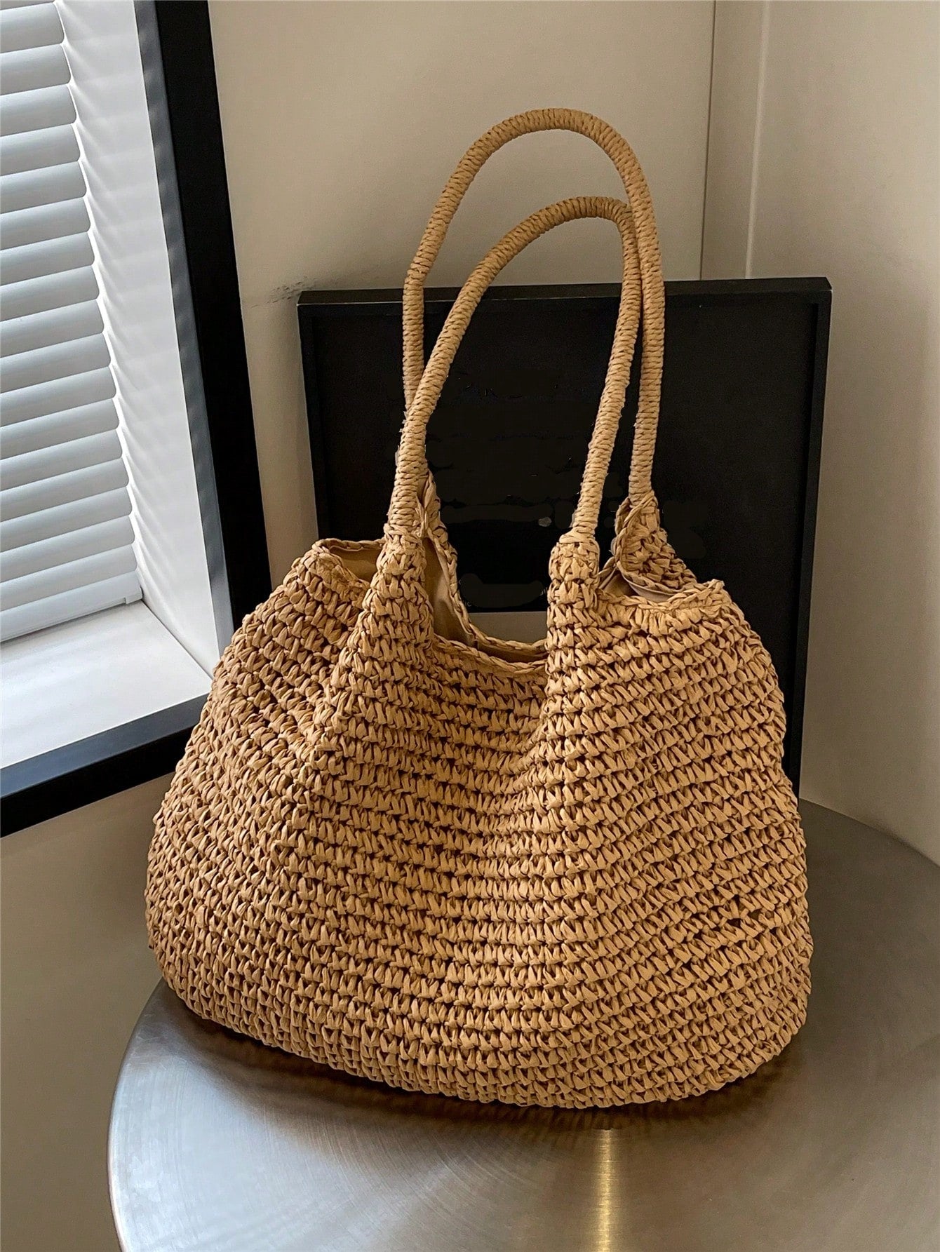 Fashionable Large Capacity Holiday Beach Bag, Women's Woven Tote Bag, Casual Shoulder Bag, Suitable For Travel, Vacation, Beach, Picnic, Great Gift For Women And MothersSchool Bag,Large Capacity,Light