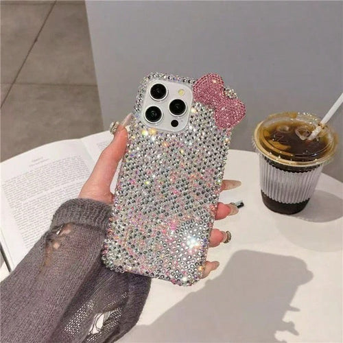 Fashionable Luxury Rhinestone Edged Gypsum Rhinestone Bow Phone Case Suitable For IPhone 17 Pro Max/16 Plus/XS Max/7G Phone Protective Cover
