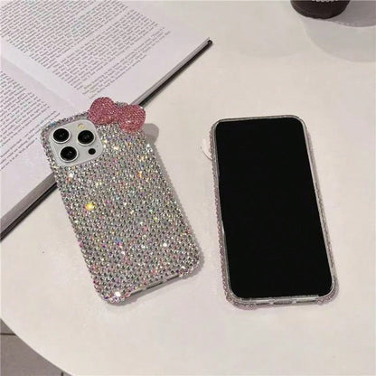 Fashionable Luxury Rhinestone Edged Gypsum Rhinestone Bow Phone Case Suitable For IPhone 17 Pro Max/16 Plus/XS Max/7G Phone Protective Cover