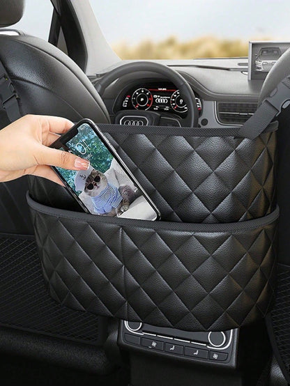 Fashionable PU Leather Car Seat Storage Organizer Bag, Handbag Style Tidy Storage Rack Suitable For Women