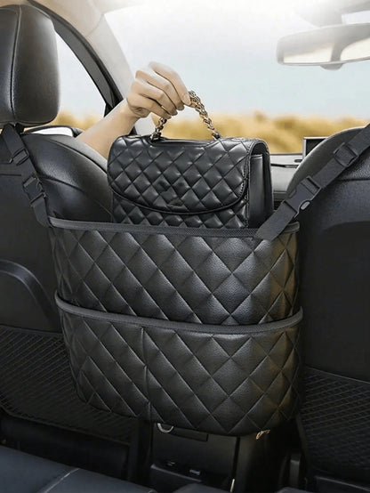 Fashionable PU Leather Car Seat Storage Organizer Bag, Handbag Style Tidy Storage Rack Suitable For Women