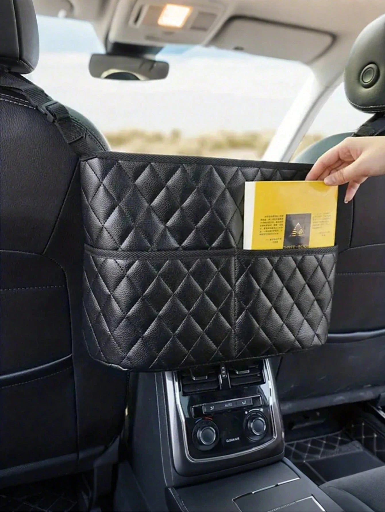 Fashionable PU Leather Car Seat Storage Organizer Bag, Handbag Style Tidy Storage Rack Suitable For Women